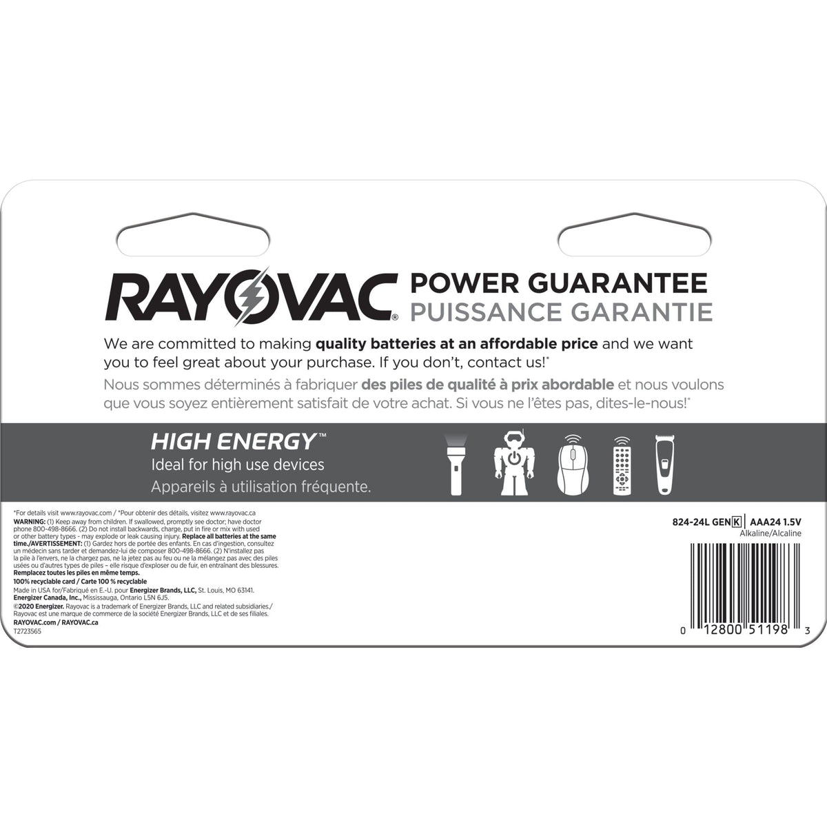 HIGH ENERGY AAA Alkaline Batteries, Long Lasting, All Purpose, 24-Pk I5A8 - product image 3