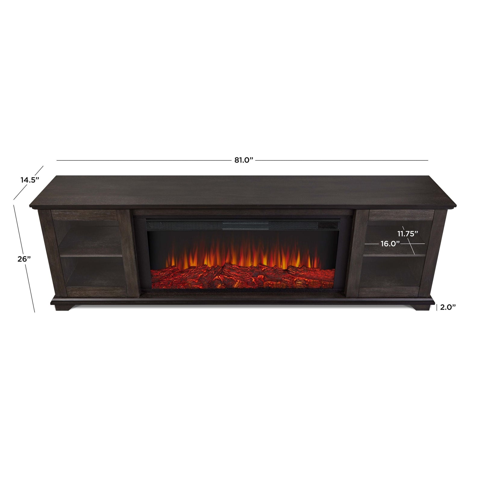 Flame Benjamin Landscape Electric Fireplace TV Stand, 81-in, 1500W, Includes Remote Control, Weathered Wood R3L2 - product image 7