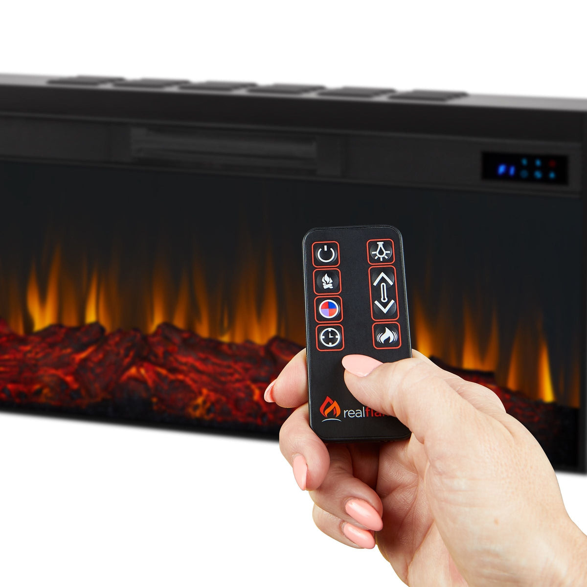 Flame Benjamin Landscape Electric Fireplace TV Stand, 81-in, 1500W, Includes Remote Control, Weathered Wood R3L2 - product image 8