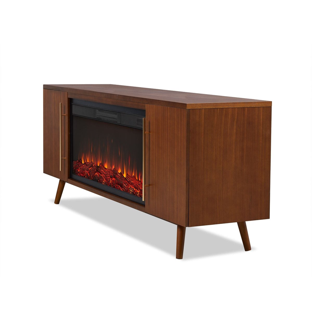 Flame Morris Media Indoor Electric Fireplace TV Stand, 72-in, 1500W, Includes Remote Control & Firebox, Vintage Black Maple H1R6 - product image 1