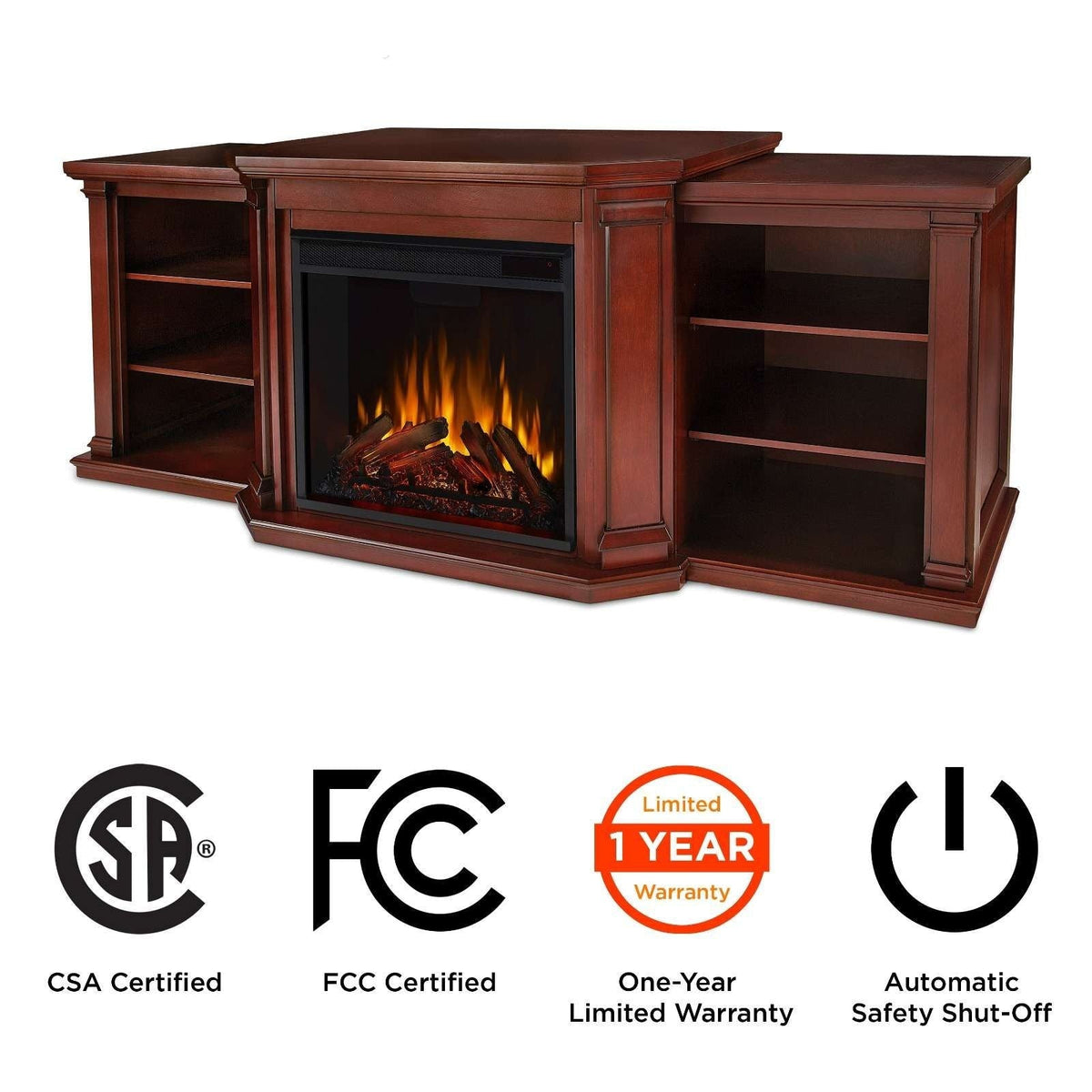 Flame Valmont Media Indoor Electric Fireplace TV Stand, 74-in, 1500W, Includes Remote Control & Firebox, Dark Mahogany Y5I0 - product image 7