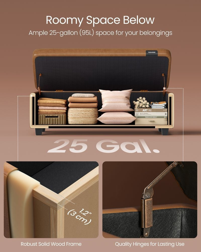 Home Mid-Century Modern Brown Storage Ottoman M0X2 - product image 3