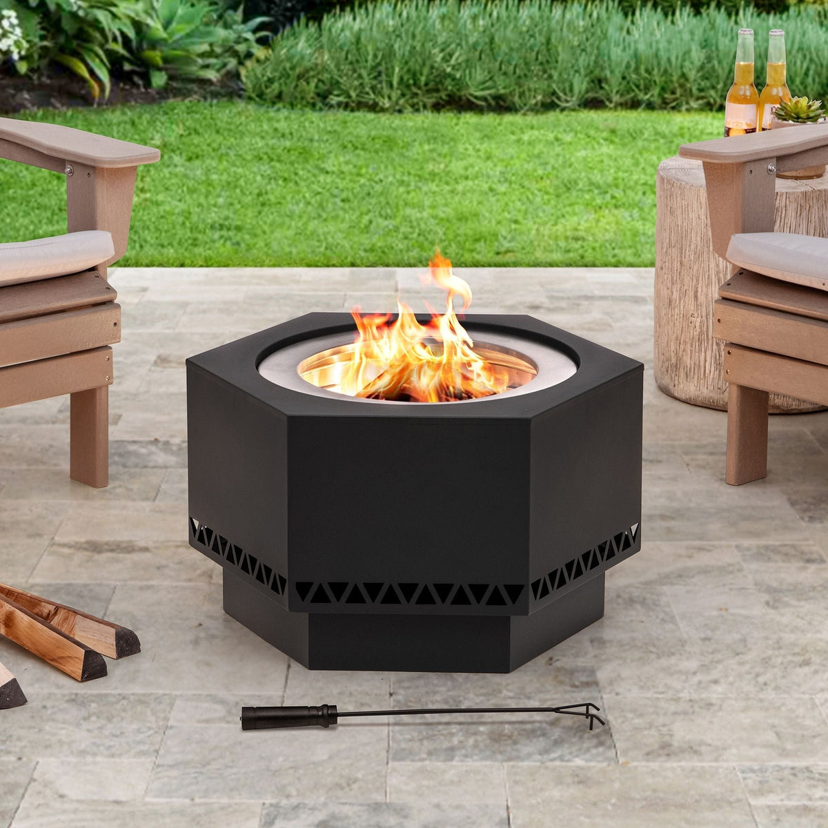 Lawrence Hexagonal Low Smoke Firepit, 28-in A2Z9 - product image 3