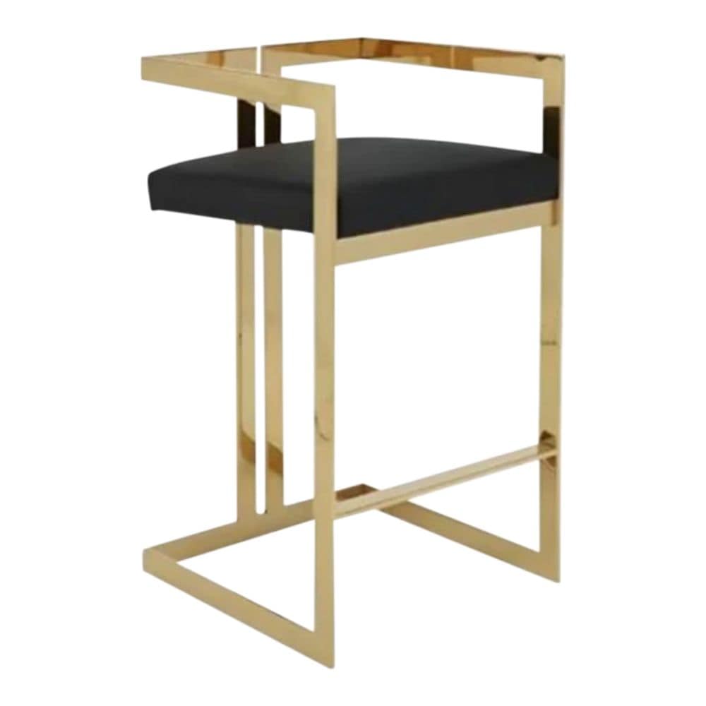 Me Home Black Cushioned Harvey Stool with Gold Frame B6E4 - product image 1
