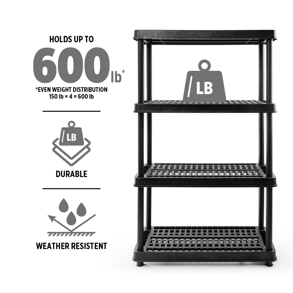 4-Shelf Resin/Plastic Storage Rack/Shelving Unit, 36 x 18 x 54-in D6P1 - product image 6