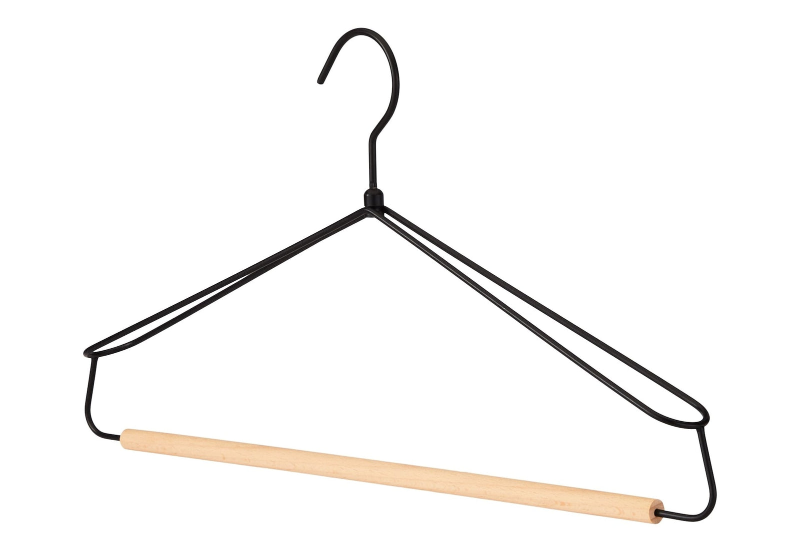 type A Metal Wire Hanger with Wooden Bar, 3-pk Z7X0 - product image 1