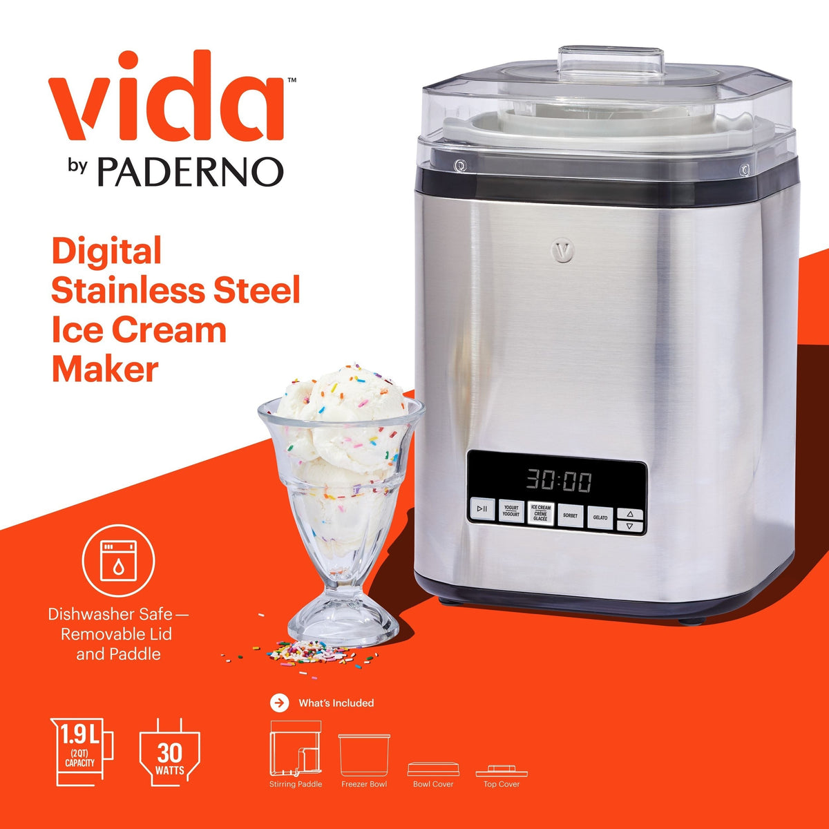 Digital Ice Cream Maker, 4-in-1 Ice Cream & Frozen Treat Maker, Stainless Steel, 1.9-L R2N4 - product image 5