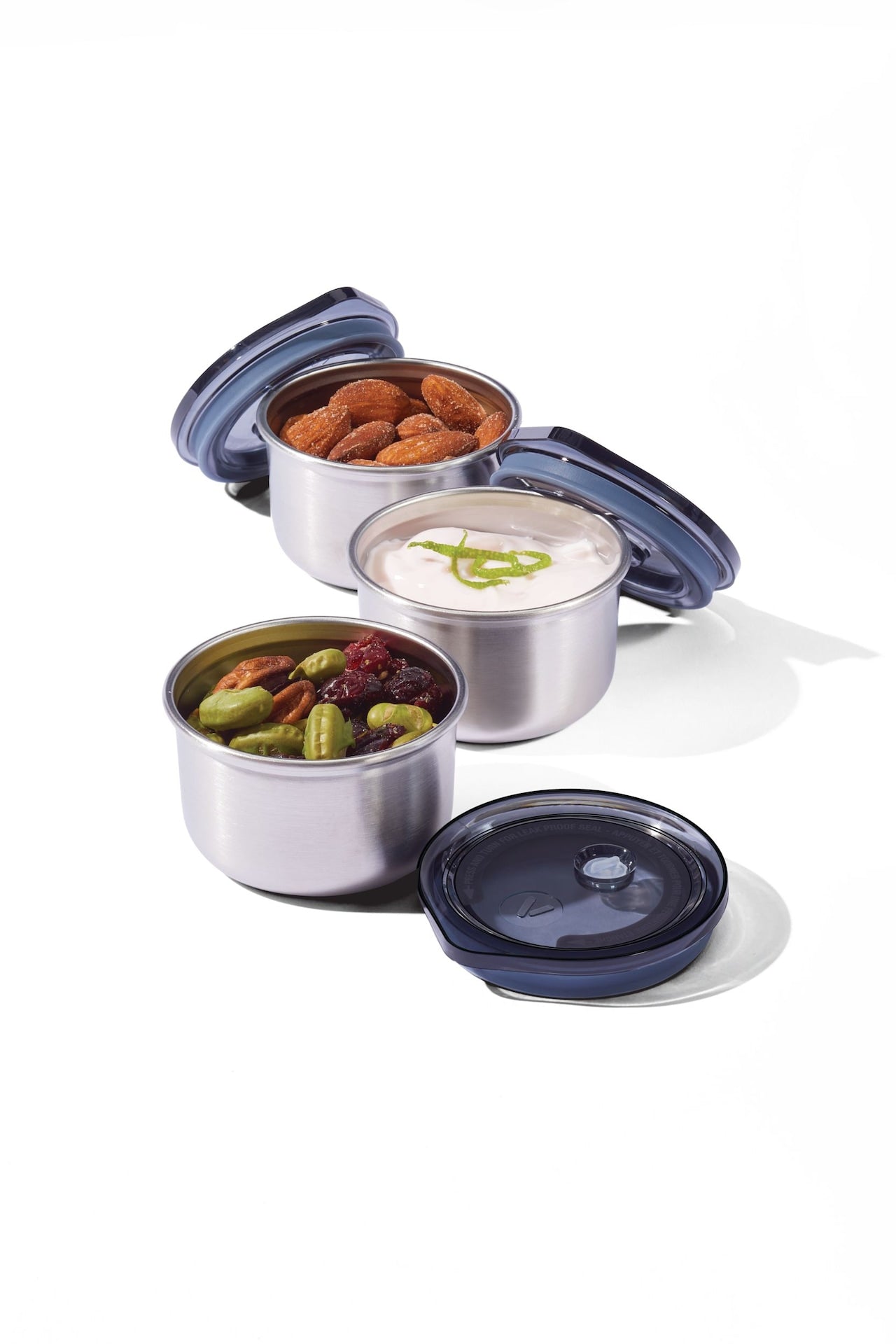 Leakproof Stainless Steel Mini Food Storage Pots and Lids, 3 Count V2A8 - product image 1