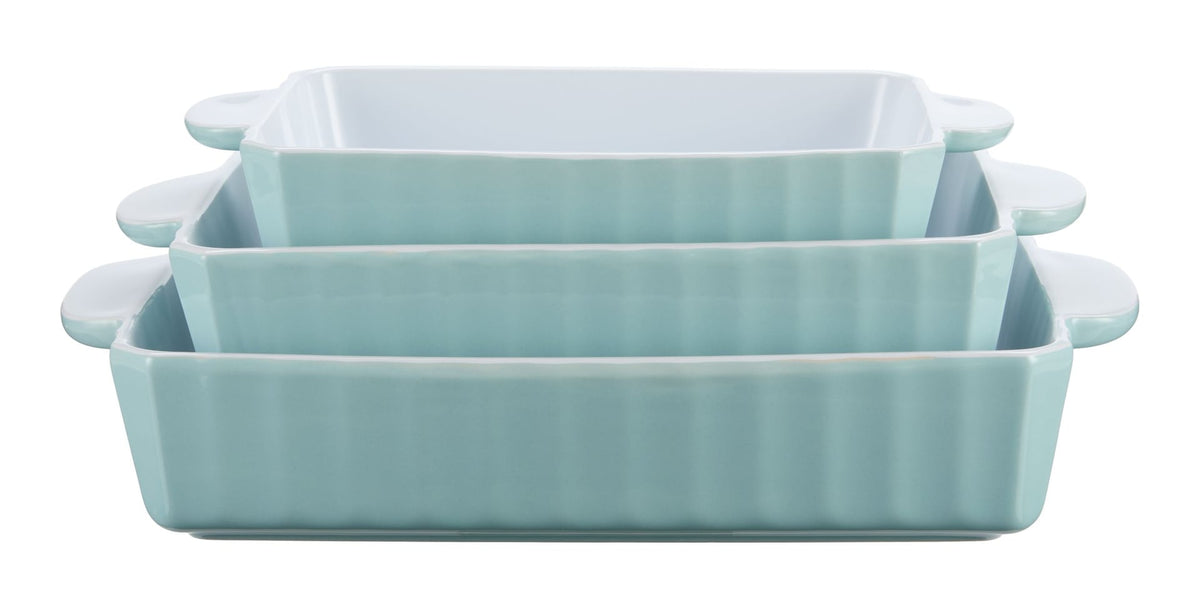 Rectangular White/Blue Bake Set, 3-pc J9Z6 - product image 1