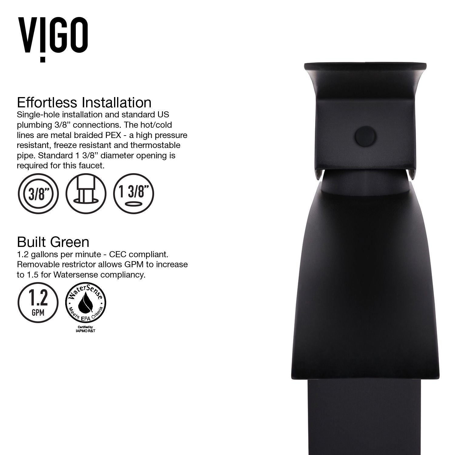 Duris Single Handle Vessel Sink Bathroom Faucet with Deck Plate, Matte Black M5E7 - product image 6