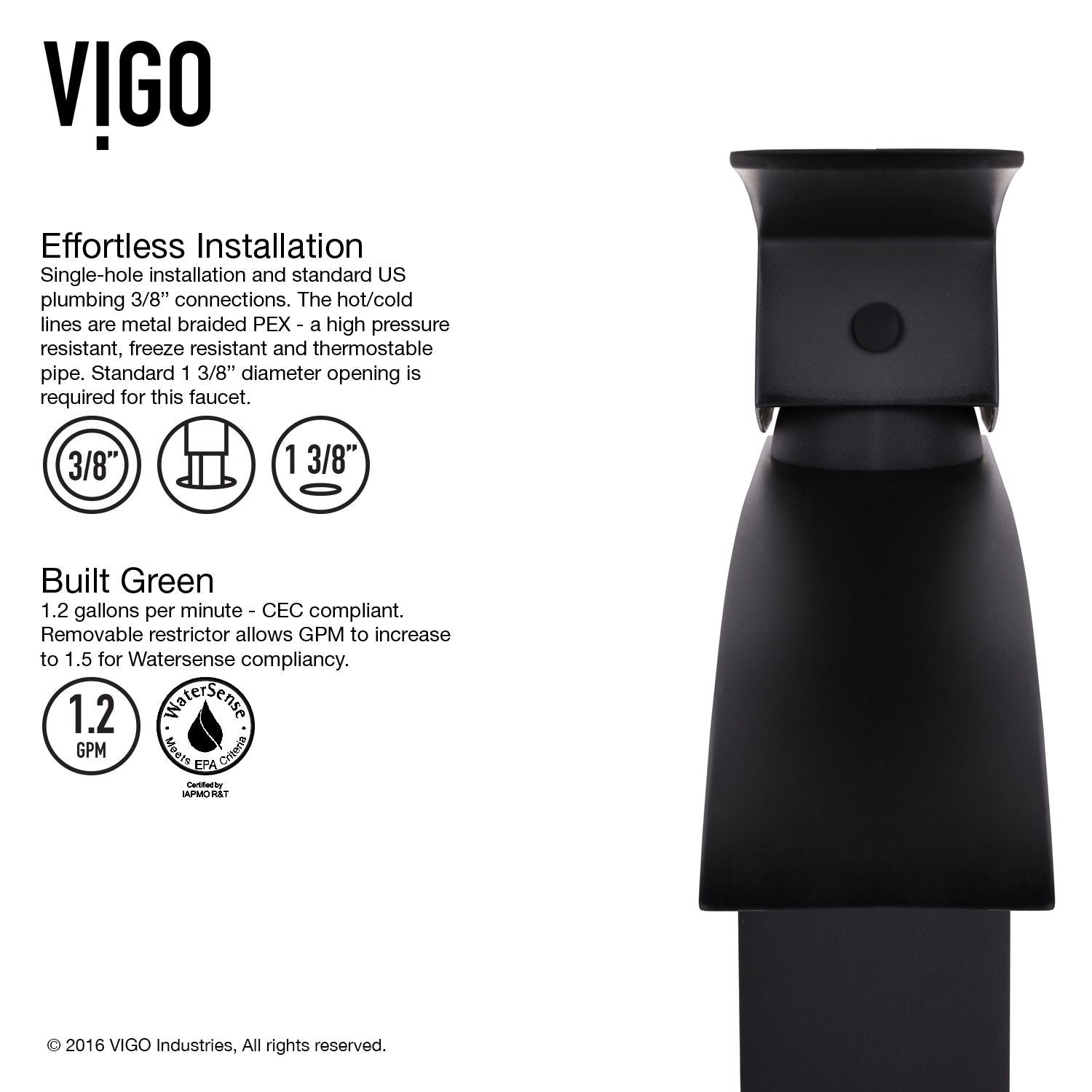 Duris Single Handle Vessel Sink Bathroom Faucet with Deck Plate, Matte Black C5V6 - product image 8