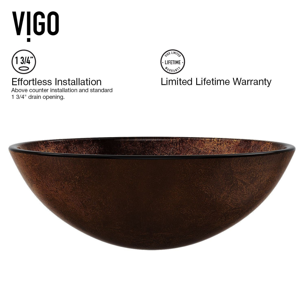 Glass Russet Brown Bathroom Sink/Basin Set with Linus Faucet and Round Vessel B2O4 - product image 4