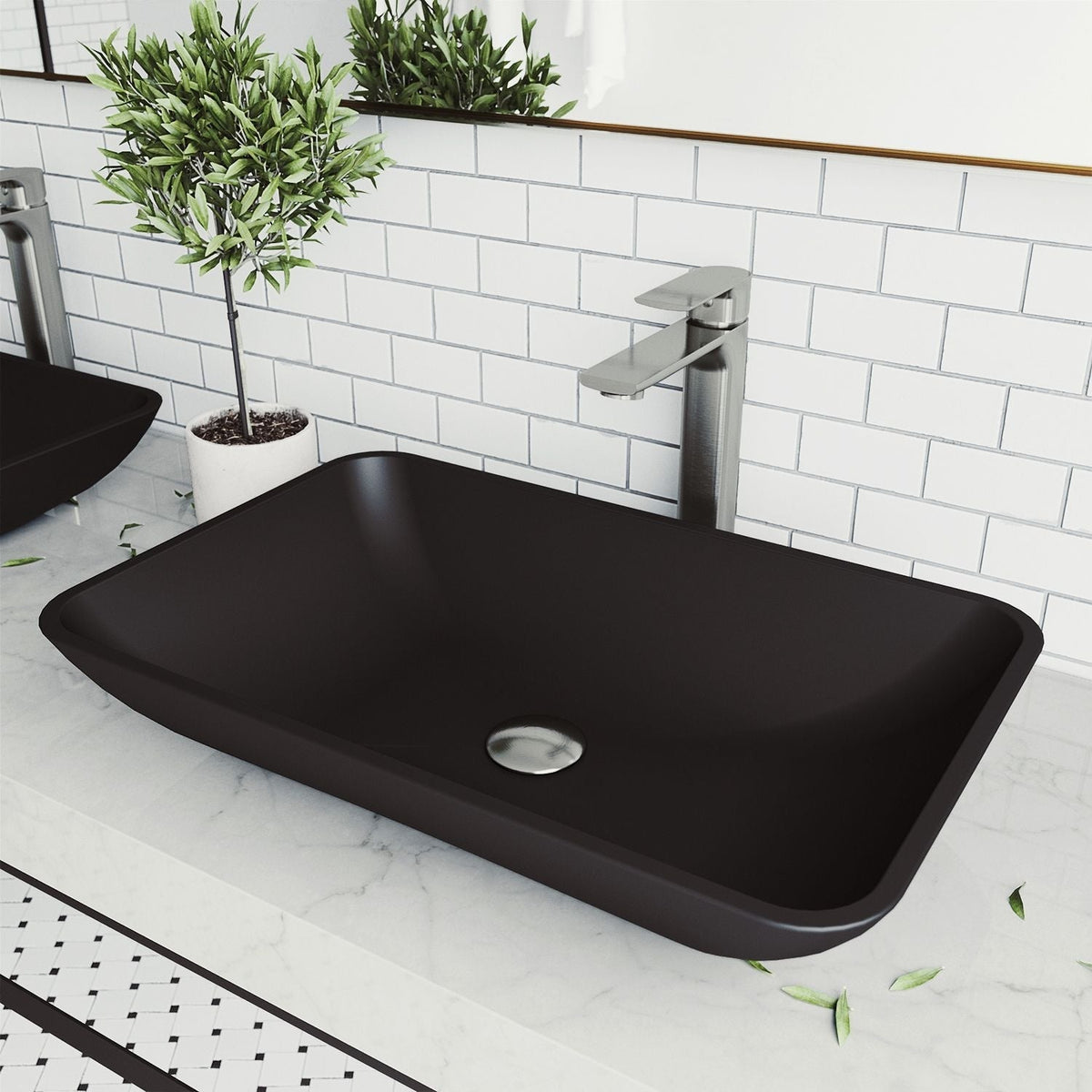 Hadyn Glass Rectangular Vessel Bathroom Sink/Basin with Rounded Edges & Deep Bowl, Black F2J6 - product image 7
