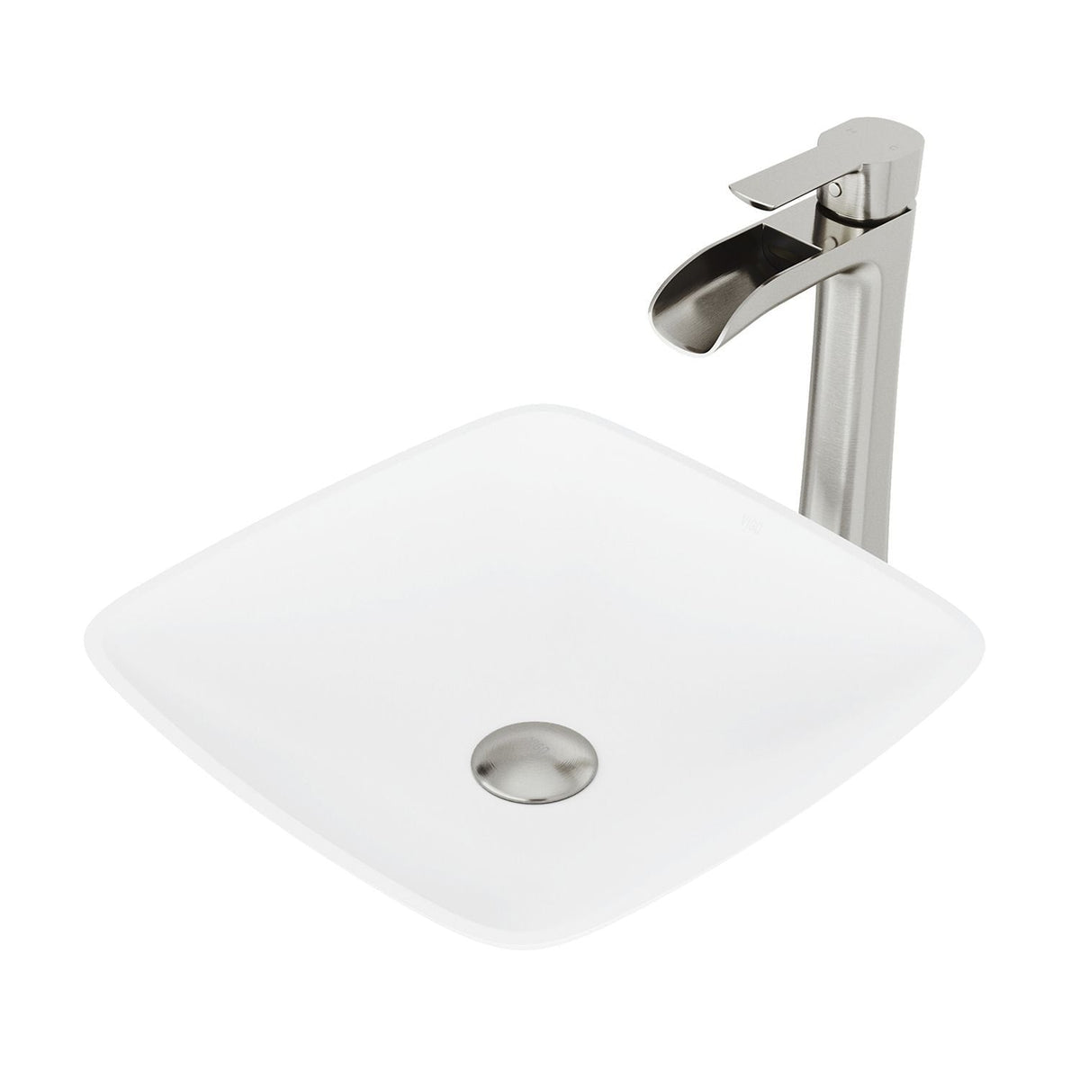 Hyacinth MatteStone White Bathroom Sink/Basin Set with Niko Faucet and Square Composite Vessel O4N6 - product image 1