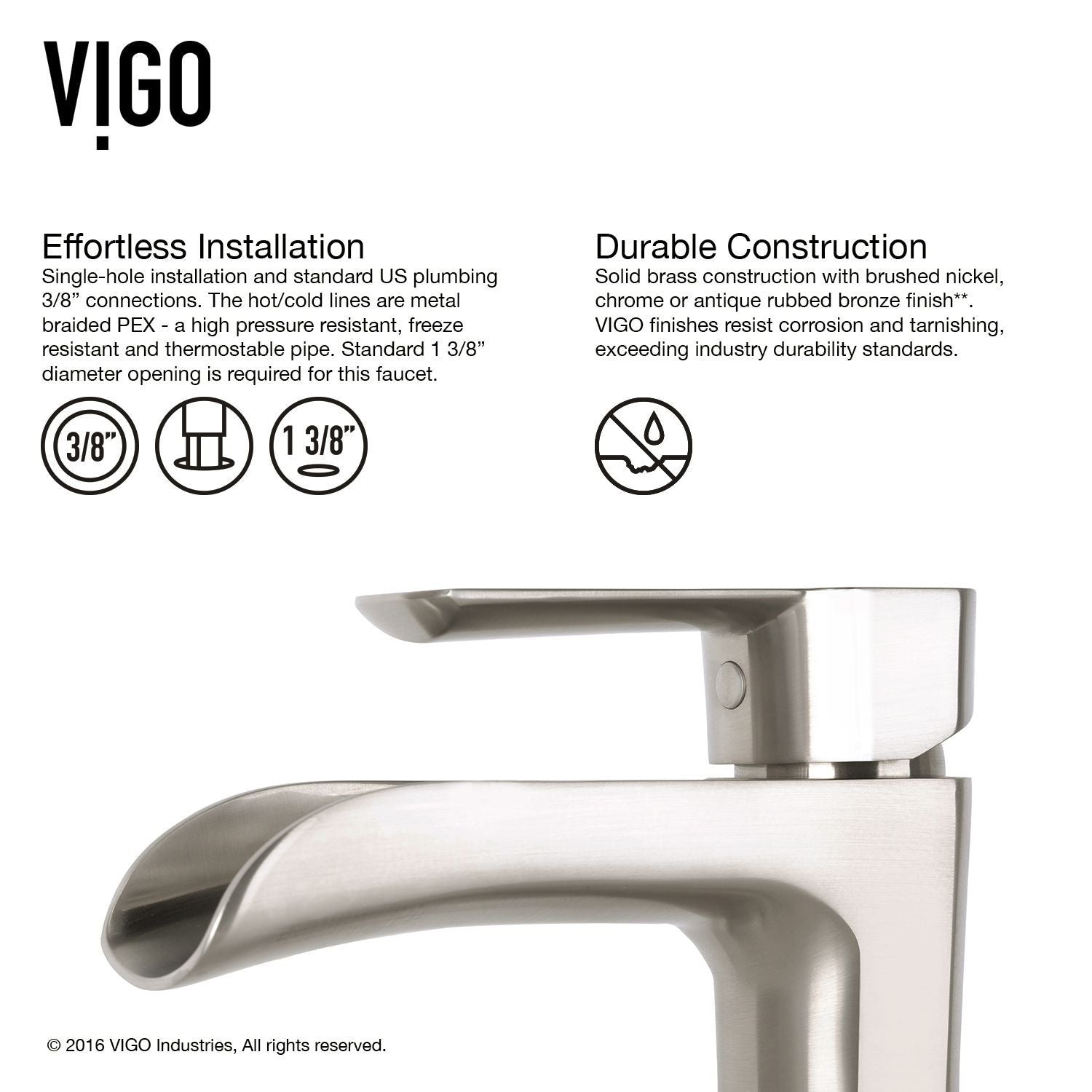 Hyacinth MatteStone White Bathroom Sink/Basin Set with Niko Faucet and Square Composite Vessel O4N6 - product image 6