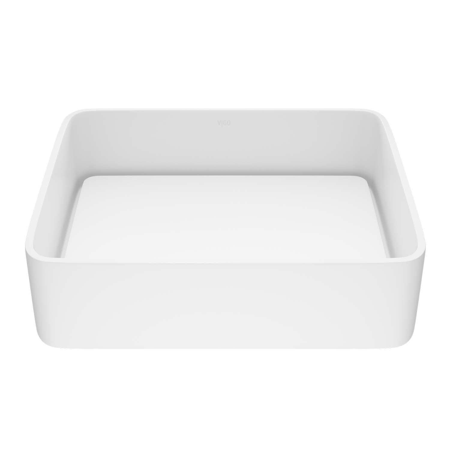 Jasmine MatteStone 18x15-in Deep White Bathroom Sink/Basin with Rectangular Vessel Z1M1 - product image 1