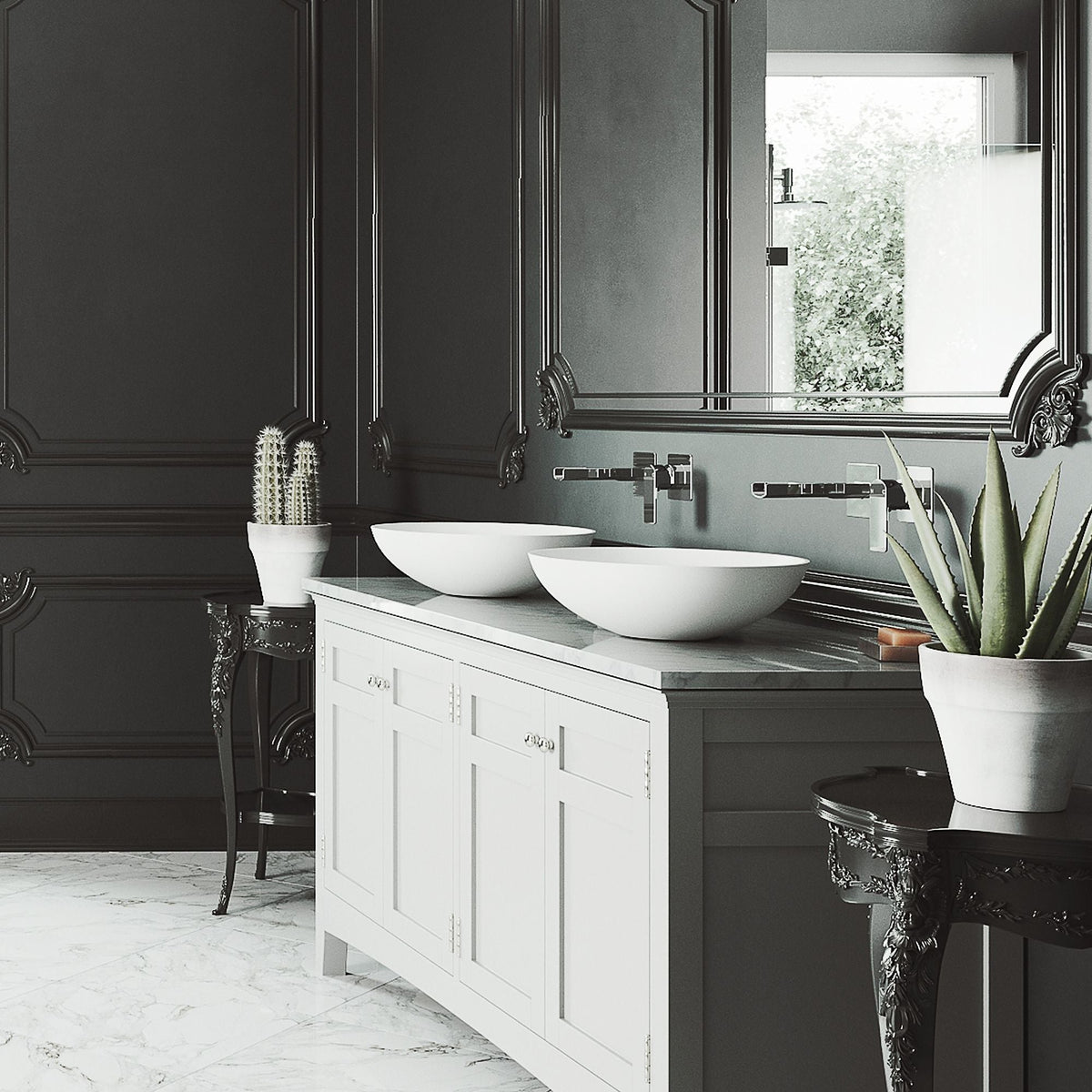 Lotus Matte Stone Round Composite Vessel Bathroom Sink/Basin with Deep Bowl, White N6B7 - product image 5