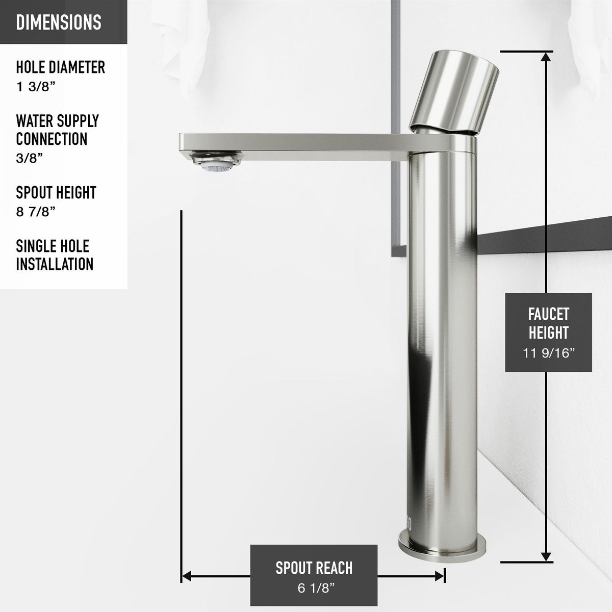Lotus MatteStone White Bathroom Sink/Basin Set with Gotham Faucet and Round Composite Vessel W8H0 - product image 6