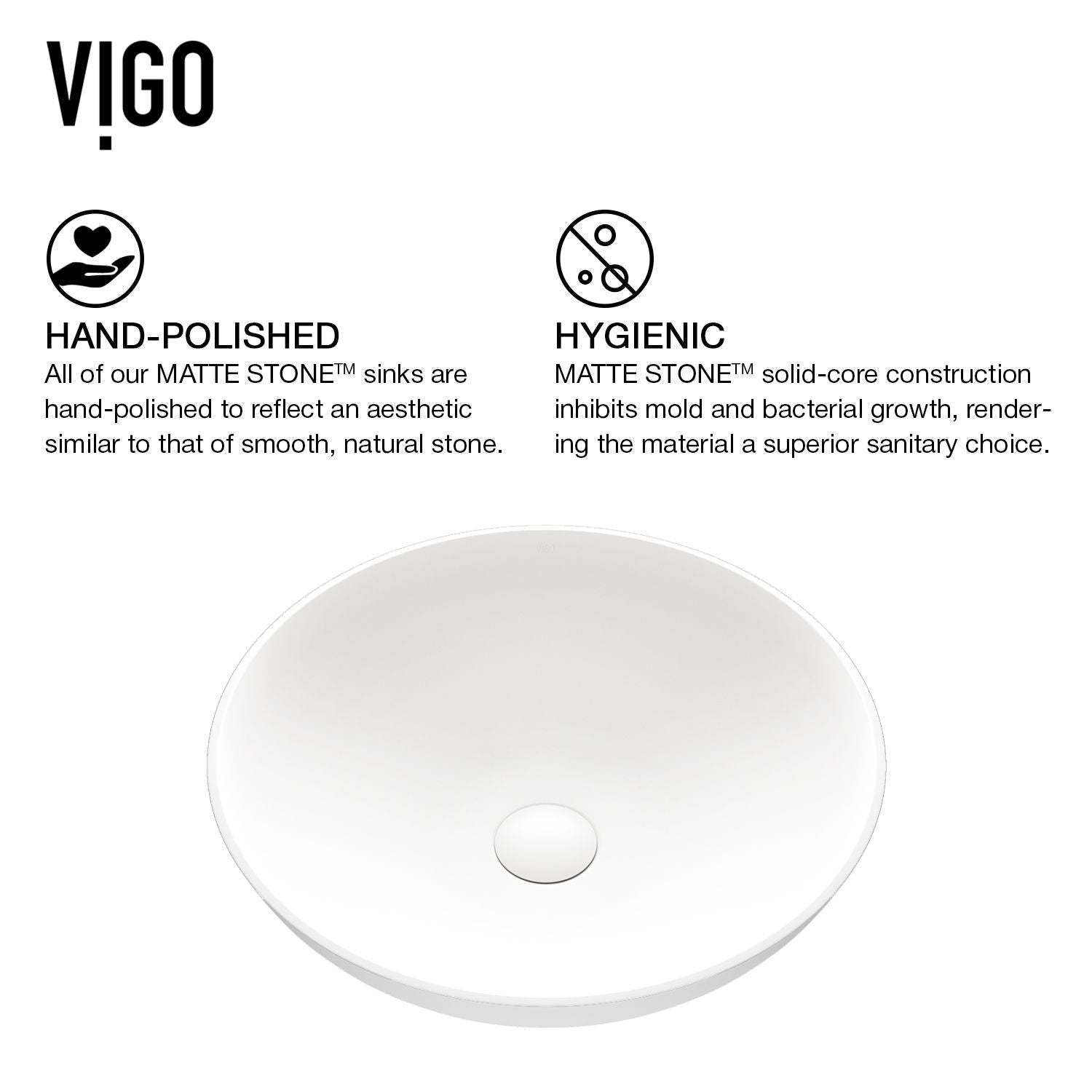 Lotus MatteStone White Bathroom Sink/Basin Set with Gotham Faucet and Round Composite Vessel W8H0 - product image 7
