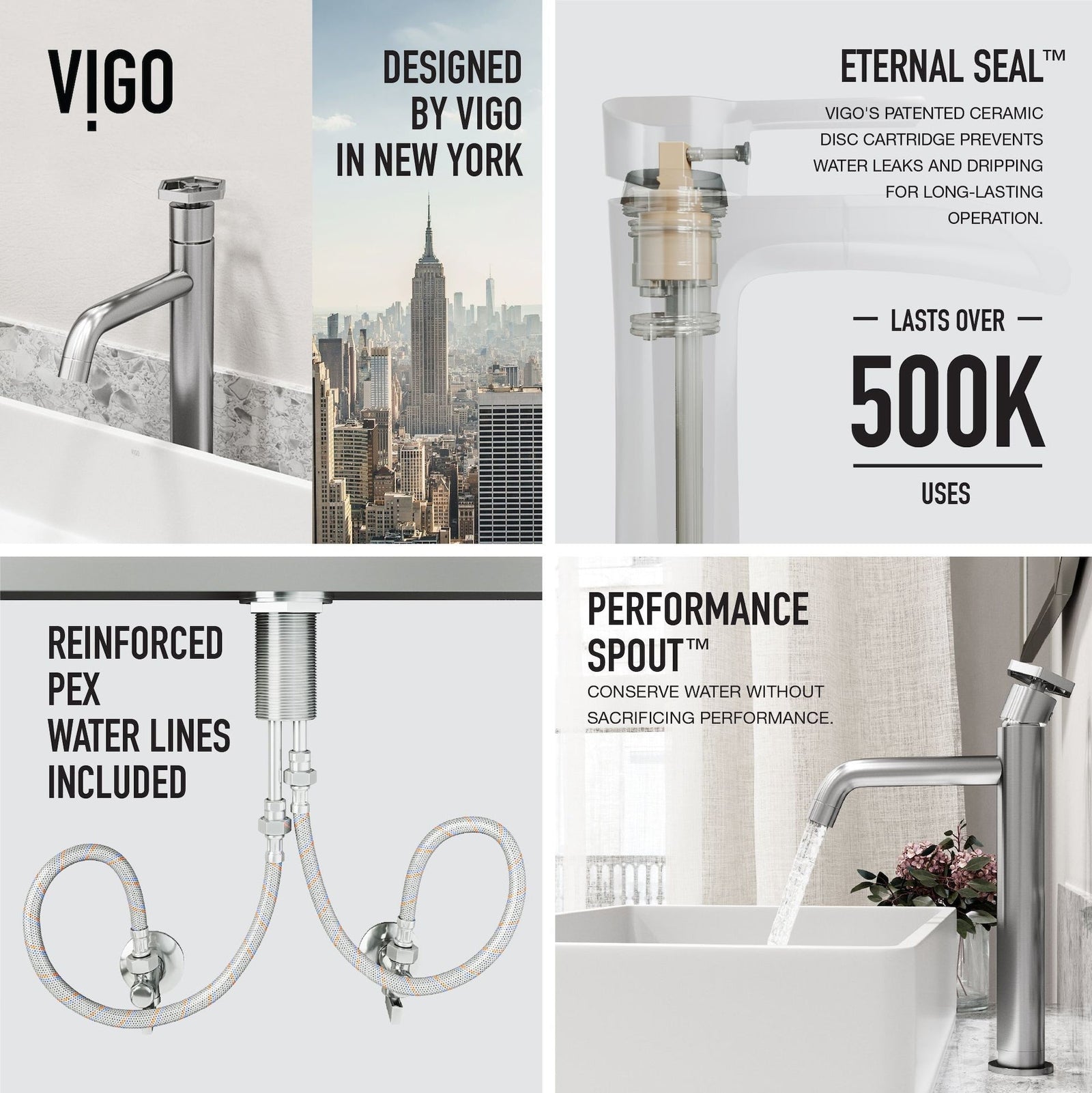 Magnolia MatteStone White Bathroom Sink/Basin Set with Ruxton Faucet and Rectangular Composite Vessel L1W4 - product image 3