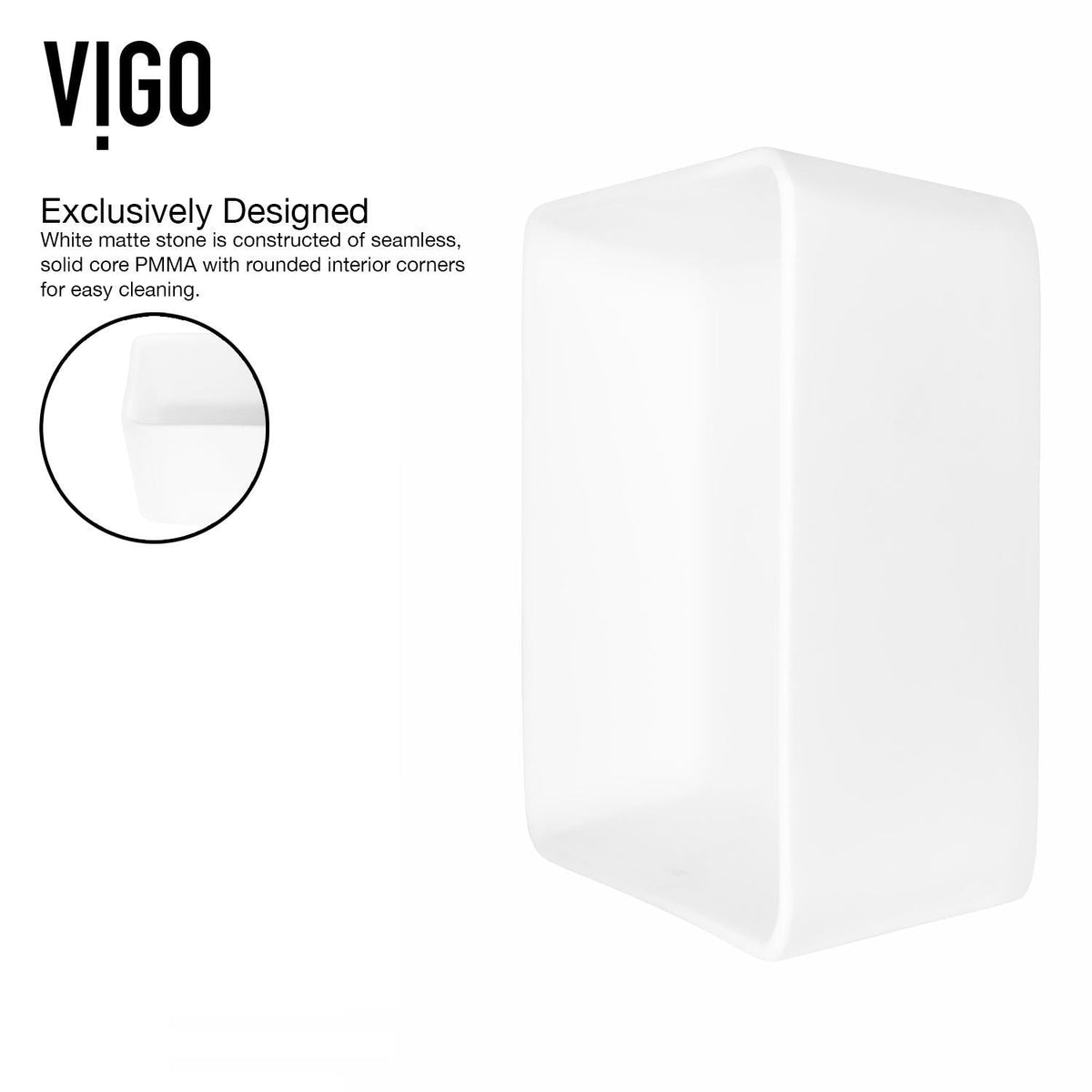Marigold MatteStone Matte White Bathroom Sink/Basin Set with Norfolk Faucet and Rectangular Composite Vessel U2P4 - product image 5