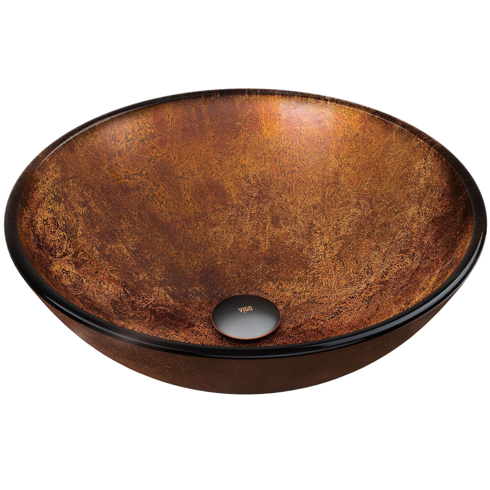 Round Glass Vessel Bathroom Sink/Basin with Deep Bowl, Russet B2N0 - product image 1