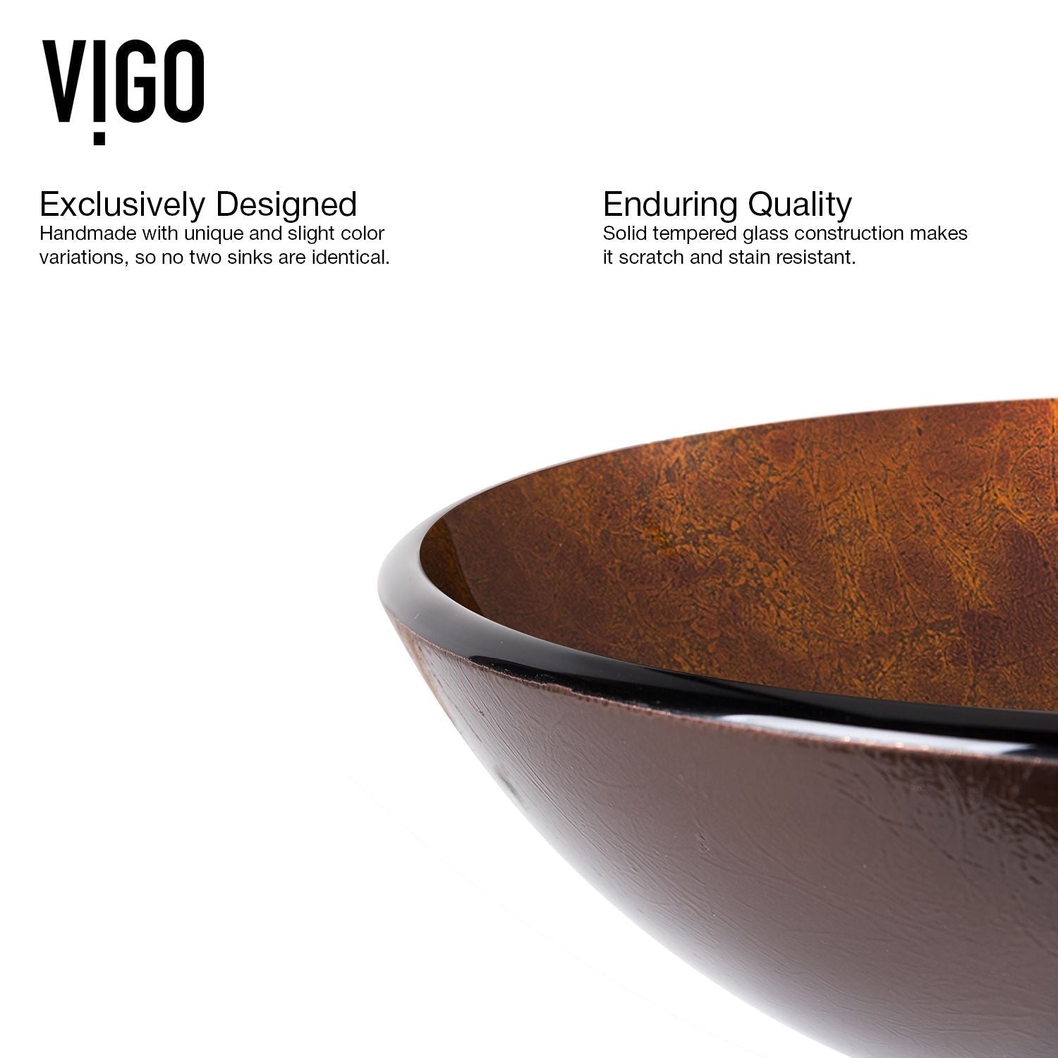 Round Glass Vessel Bathroom Sink/Basin with Deep Bowl, Russet B2N0 - product image 4