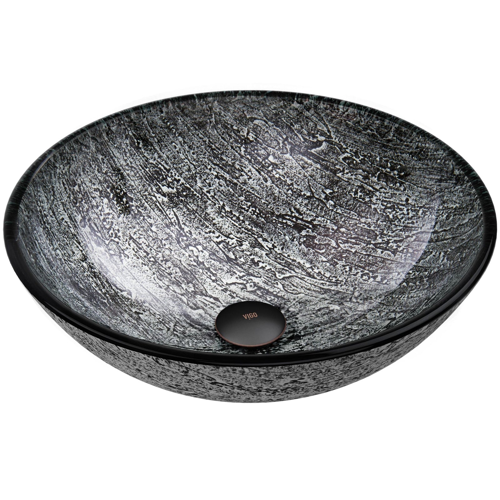 Round Glass Vessel Bathroom Sink/Basin with Deep Bowl, Titanium Y3Q0 - product image 2