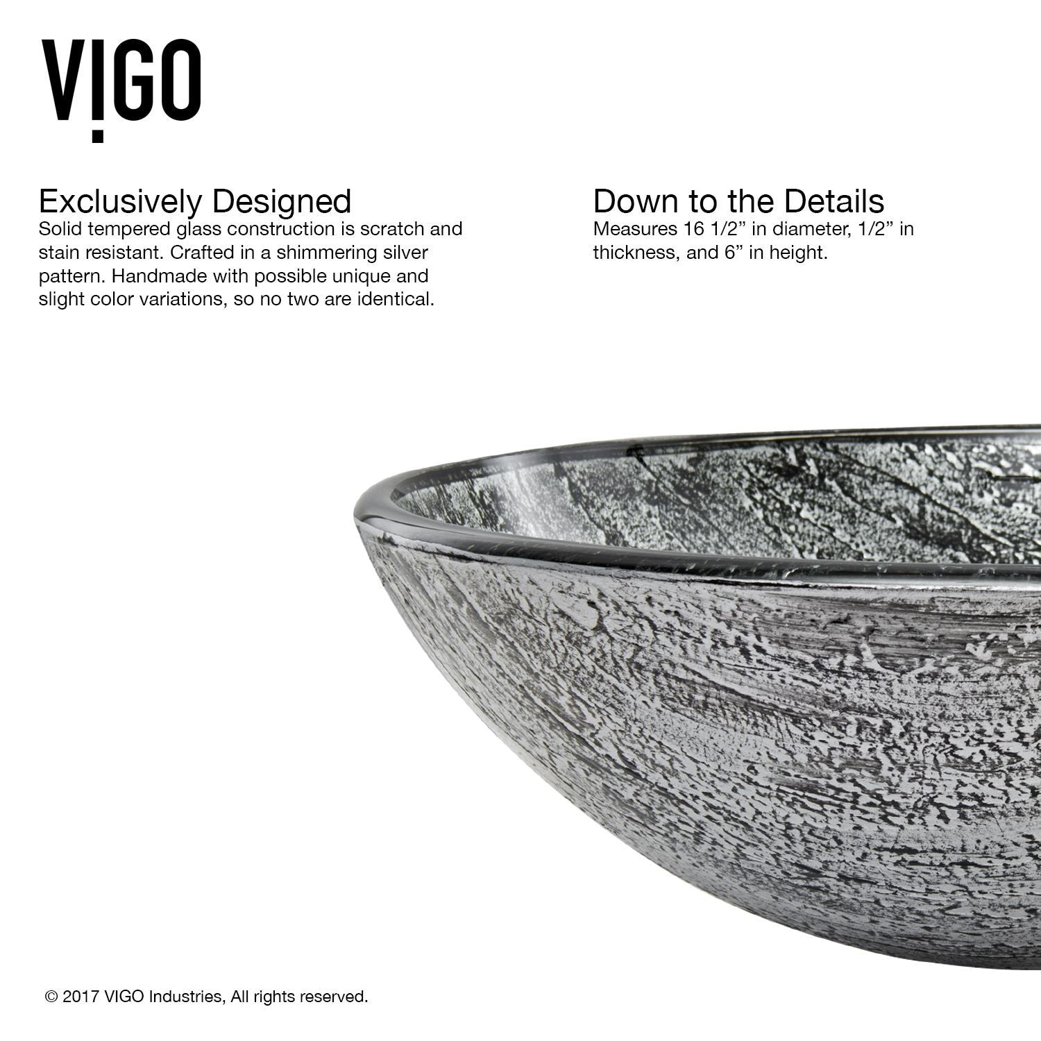 Round Glass Vessel Bathroom Sink/Basin with Deep Bowl, Titanium Y3Q0 - product image 6
