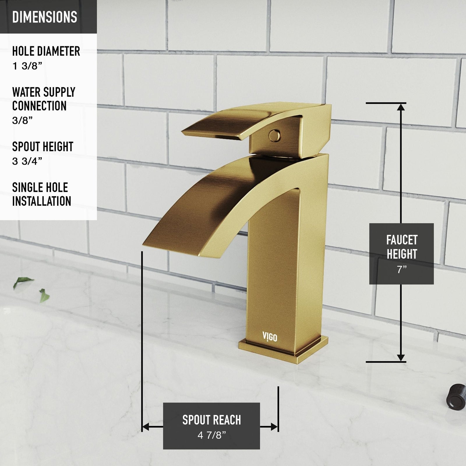 Satro Single Handle Single Hole Bathroom Sink Faucet, WaterSense Certified, Matte Gold Y5C9 - product image 4