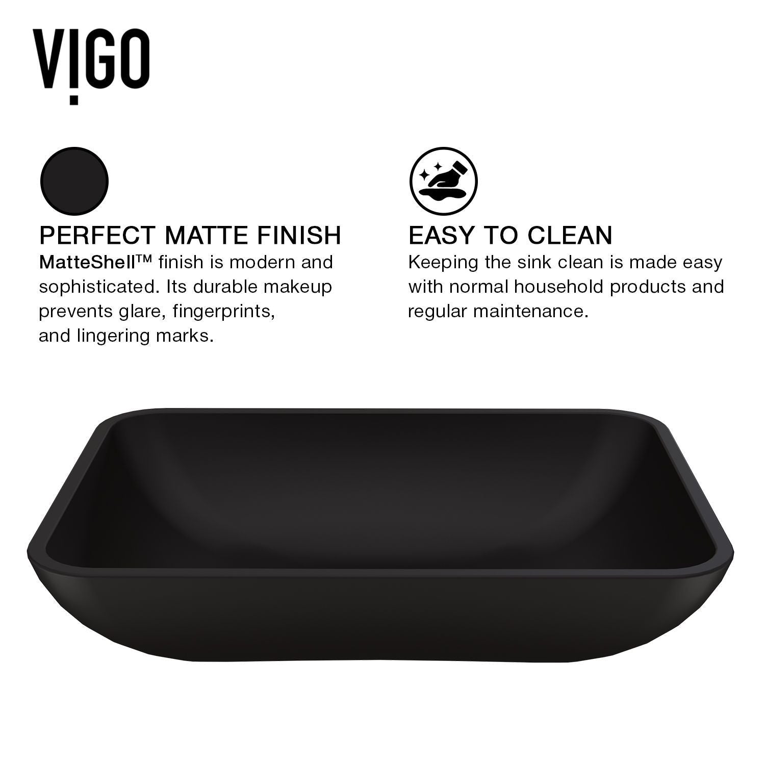 Sottile MatteShell Matte Black Bathroom Sink/Basin Set with Cass Faucet and Glass Rectangular Vessel Z8N3 - product image 3