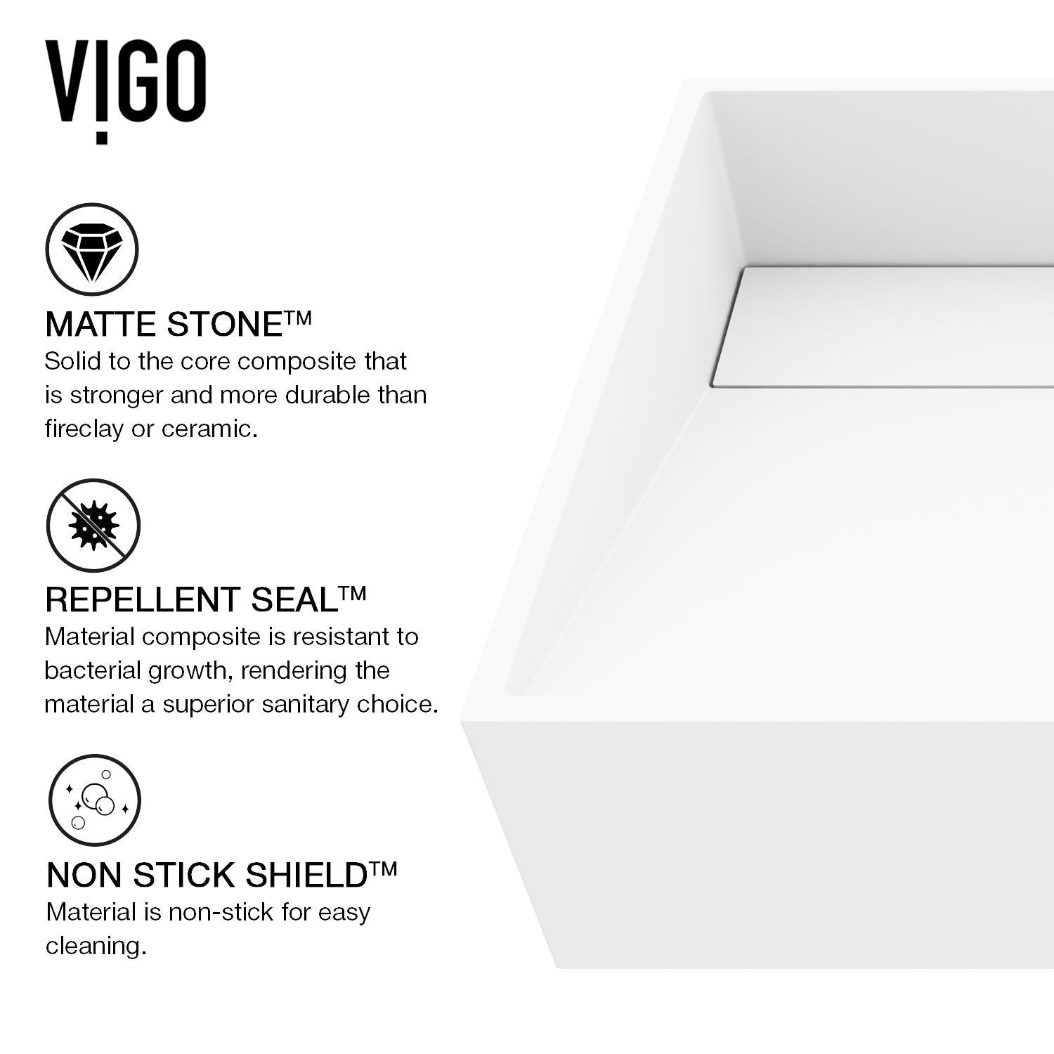 Starr Modern MatteStone 17x13-in Deep White Bathroom Sink/Basin with Rectangular Vessel A2Q8 - product image 2