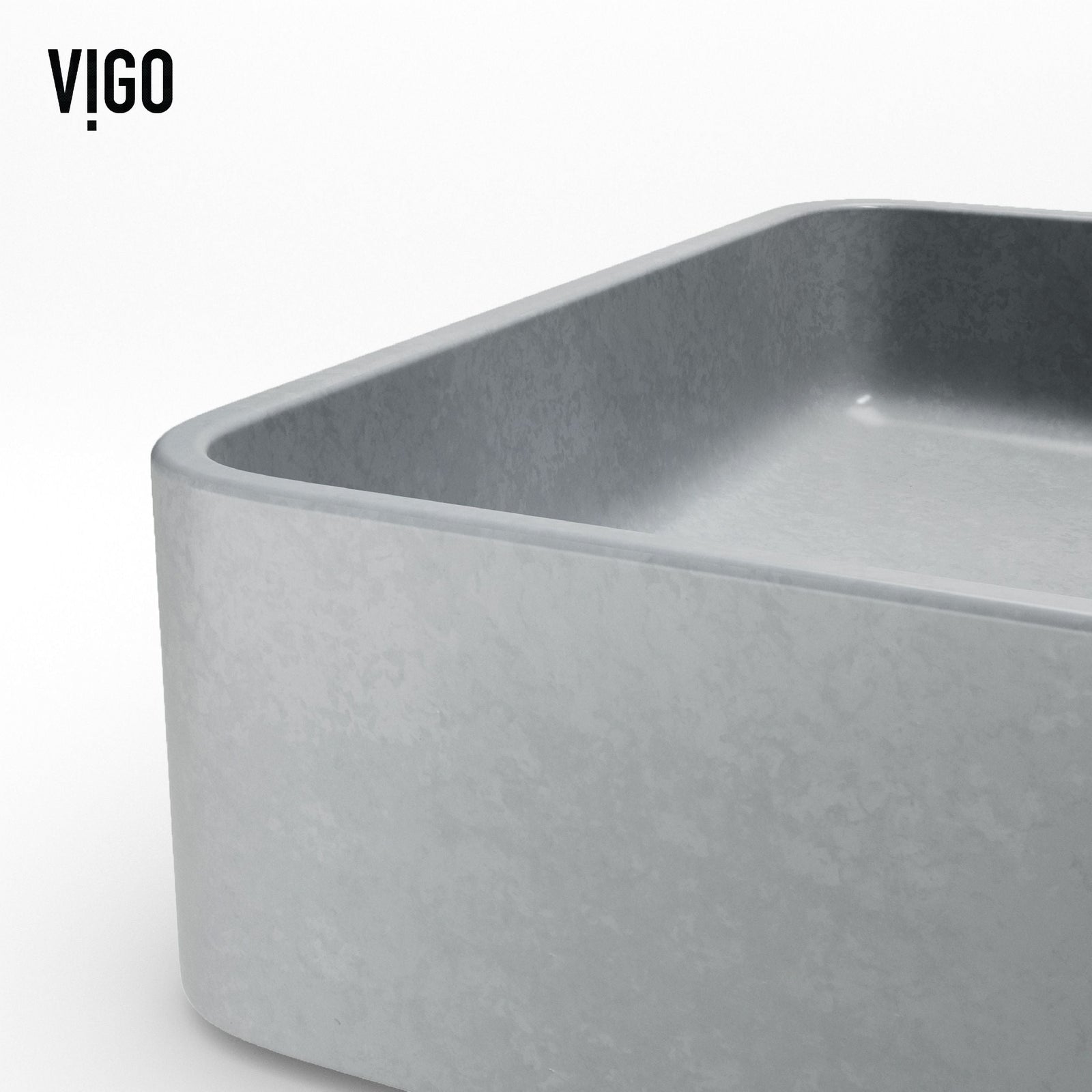 Tarragona Gothic ConcretoStone Grey Bathroom Sink/Basin Set with Dunn Faucet and Rectangular Vessel V2H0 - product image 8