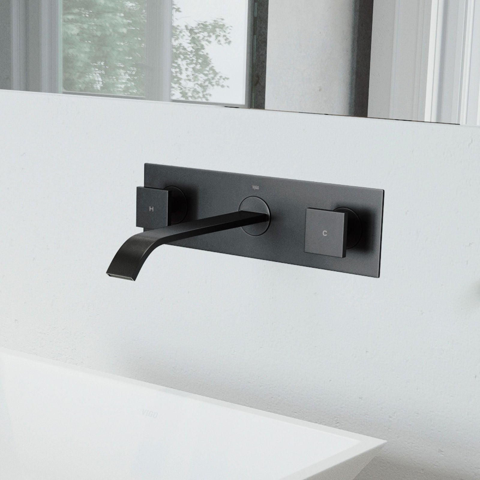Titus Wall Mount Dual Handle Bathroom Sink Faucet, Eco-Friendly 1.2 GPM Flow Rate, Matte Black R9N0 - product image 8