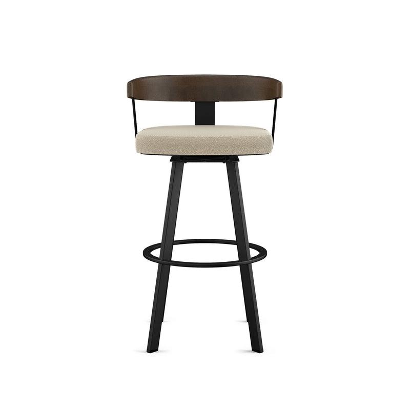 Lars Wood Swivel Counter Stool with Backrest, Black Frame, 26-in P9L5