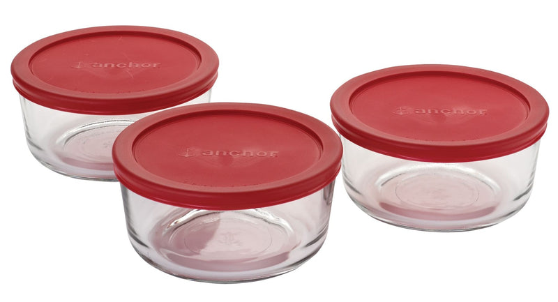 Glass Round Storage Container Set with Lids, 3 Count R5A9