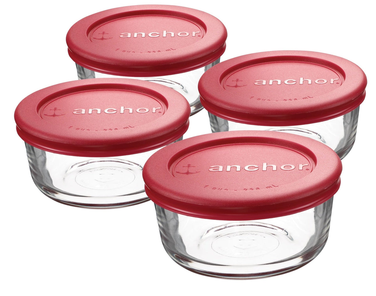 Glass Round Storage Containers with Lids, 4 Count U6Q7 - product image 1