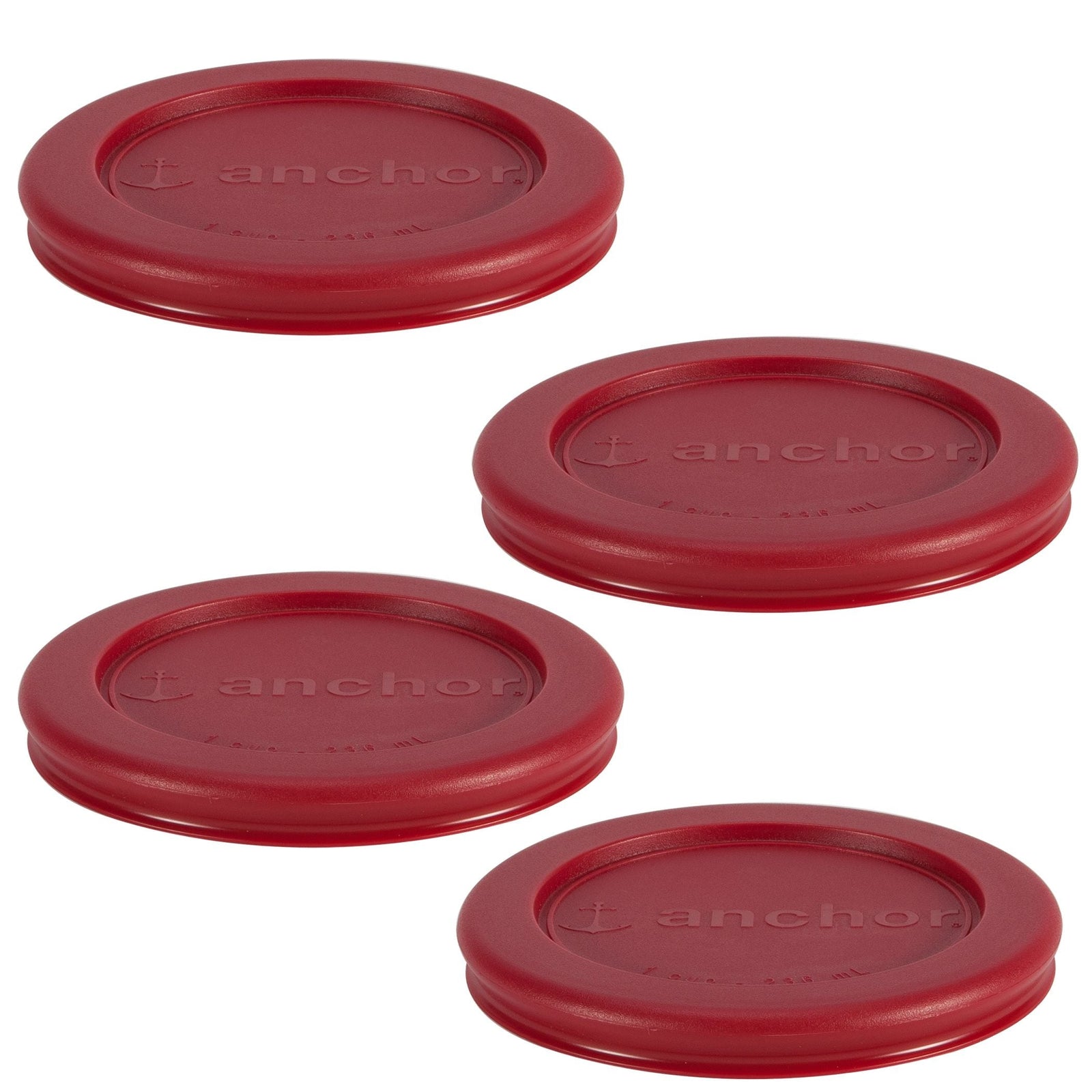Plastic Lid Set, Red, 4-pc x 1-Cup D3A2 - product image 1