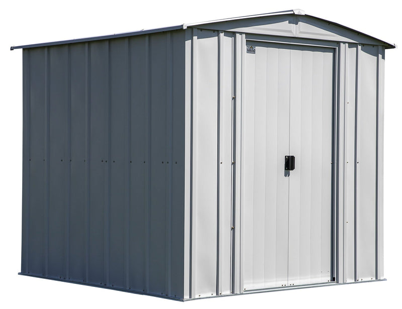 Classic Galvanized Steel Storage Shed, Flute Grey, 6-ft x 7-ft L2C2
