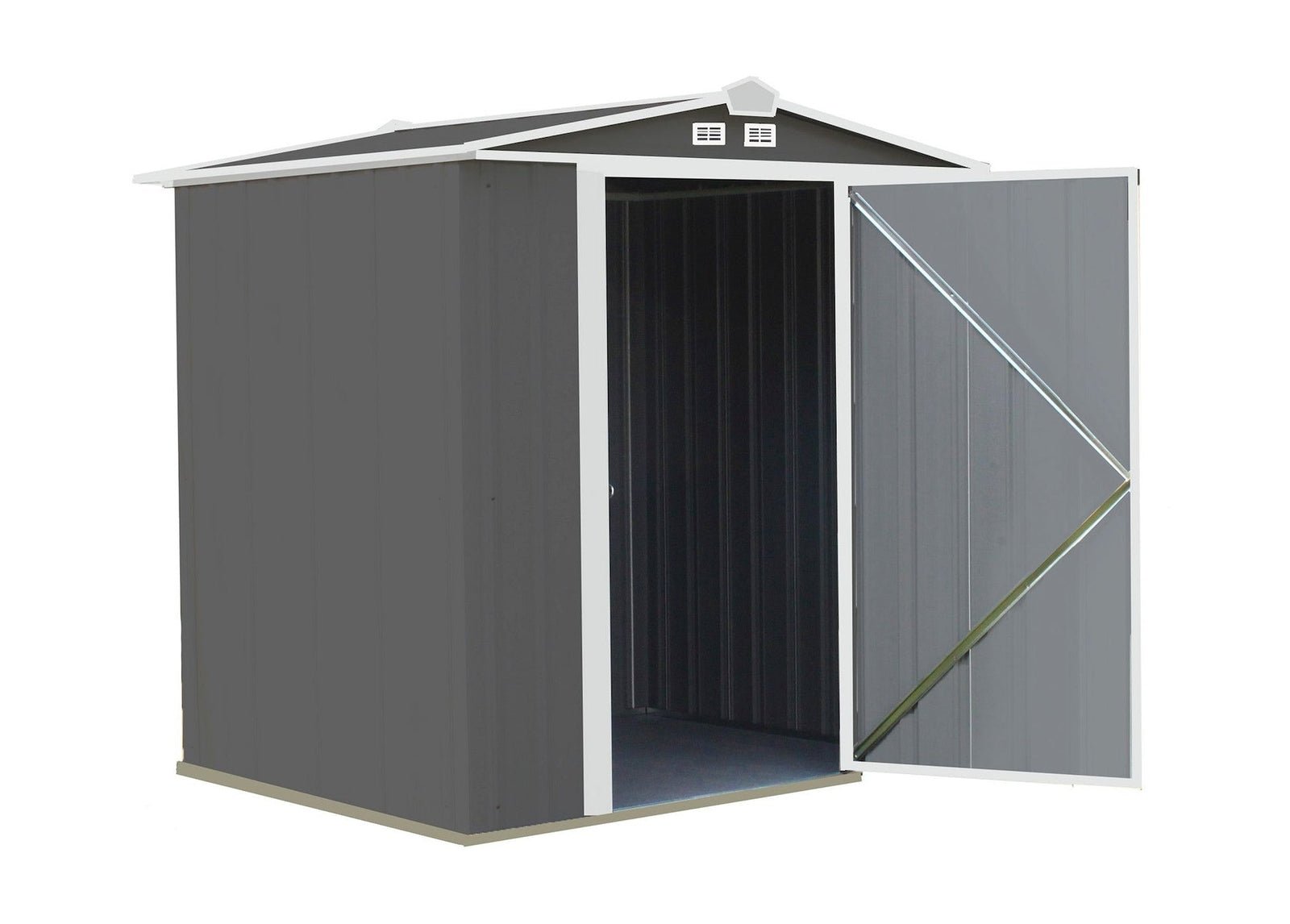 EZEE Galvanized Steel Storage Shed with Low Gable Roof, Charcoal/Cream, 6-ft x 5-ft Q2U5 - product image 4