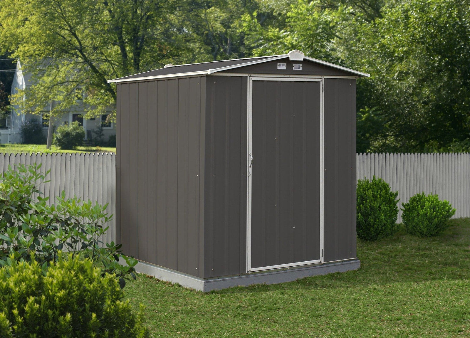 EZEE Galvanized Steel Storage Shed with Low Gable Roof, Charcoal/Cream, 6-ft x 5-ft Q2U5 - product image 6