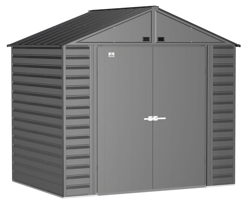 Select Galvanized Steel Storage Shed, Charcoal, 8-ft x 6-ft W7H9