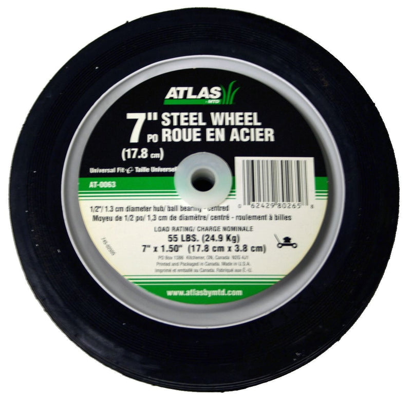 Steel Lawn Mower Wheel with Ball Bearings, 7-in x 1.5-in K6T0