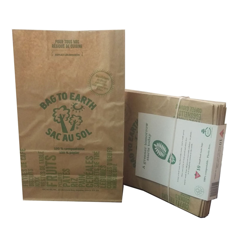 Bag to Earth Small Organic Compostable and Biodegradable Food Waste Bags, 10-pk, 5.5-L V9K1