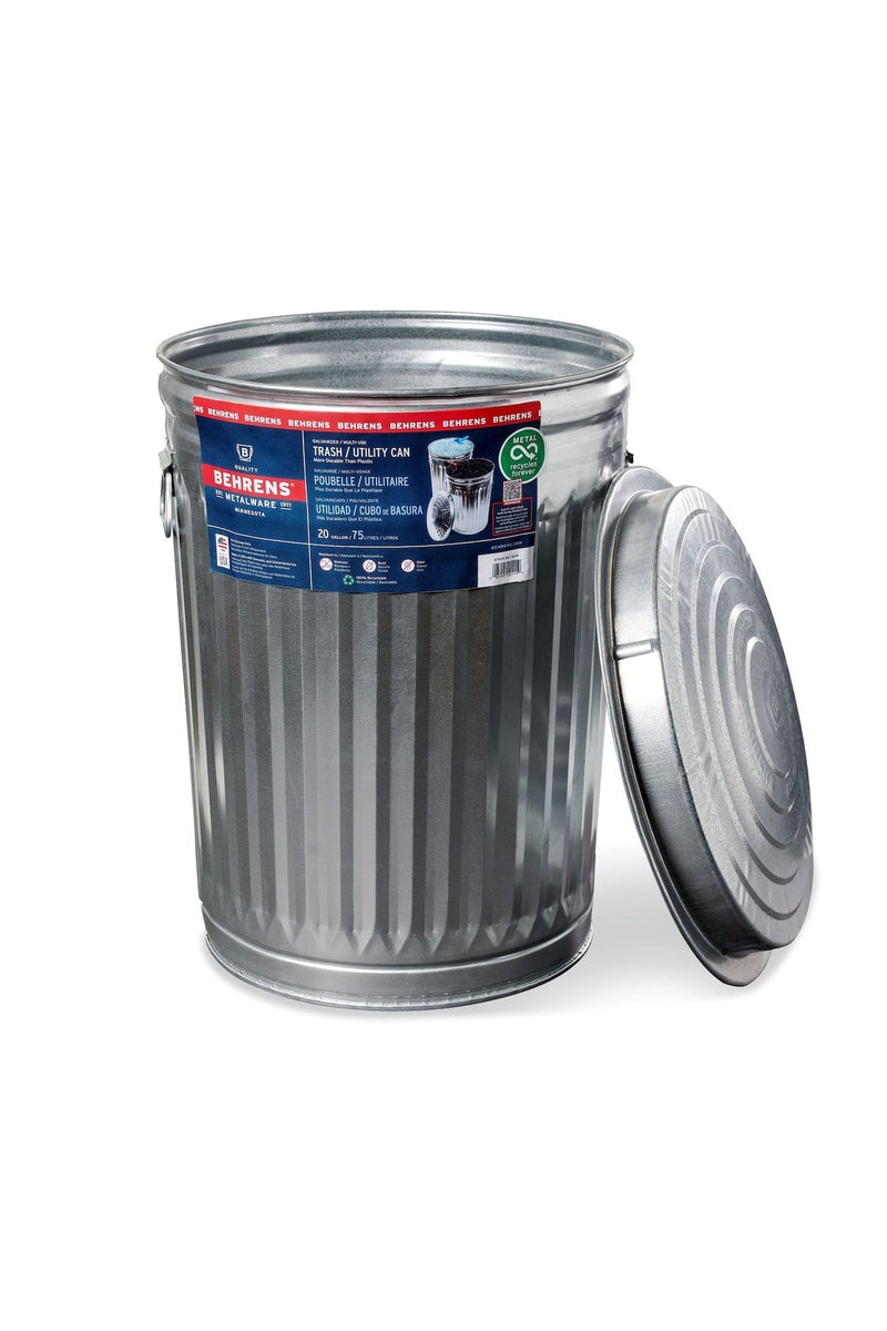Galvanized Steel Circular Multi-Purpose Garbage Can, 75-L (19.8 US gal) G3K9