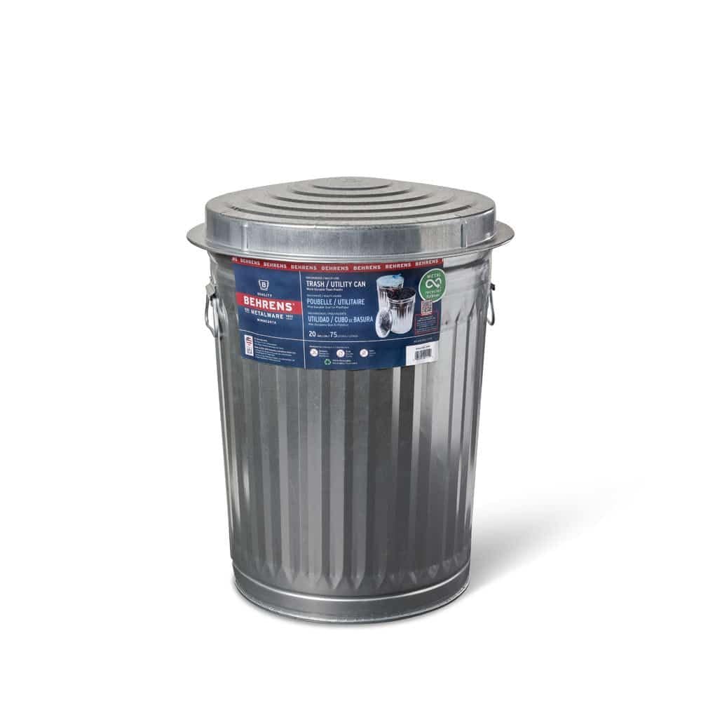 Galvanized Steel Circular Multi-Purpose Garbage Can, 75-L (19.8 US gal) G3K9 - product image 2