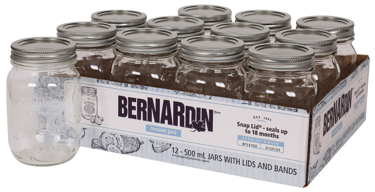 Regular Mouth Glass Mason Jars with Snap Lids, 500 mL, 12 Count H1J0 - product image 1