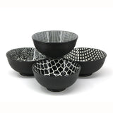 Black & White Patterned Bowls Set, 12-cm, 4-pc Q0W1 - product image 1