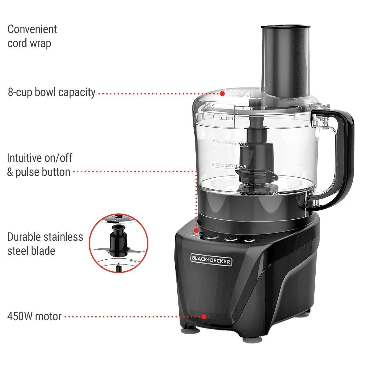 Black N Decker Dishwasher Safe Food Processor, 8-Cup D2D9 - product image 3