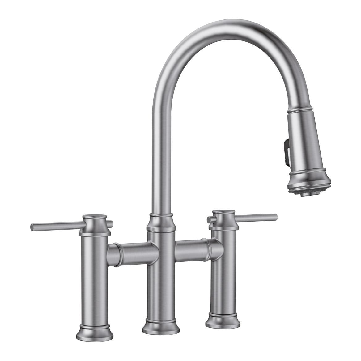 Empressa Pull-Down Dual-Spray Bridge Faucet, PVD Steel R2F8 - product image 1